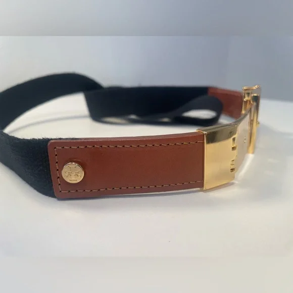 Tory Burch stretch blue belt gold buckle USA woman’s large - Picture 3 of 6